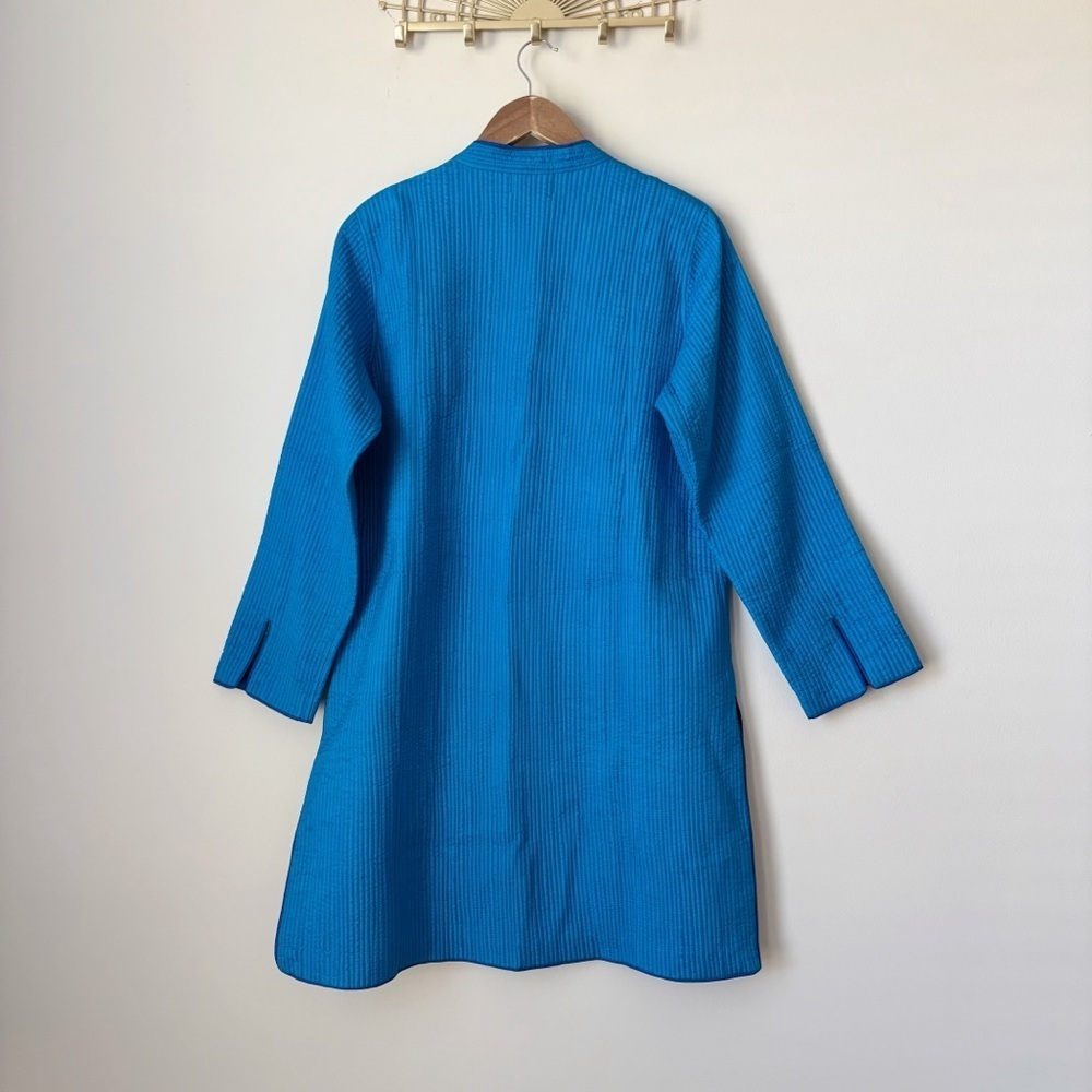 J. Catma Blue Quilted Silk Longline Jacket Large Artisan-Made - Picture 5 of 7